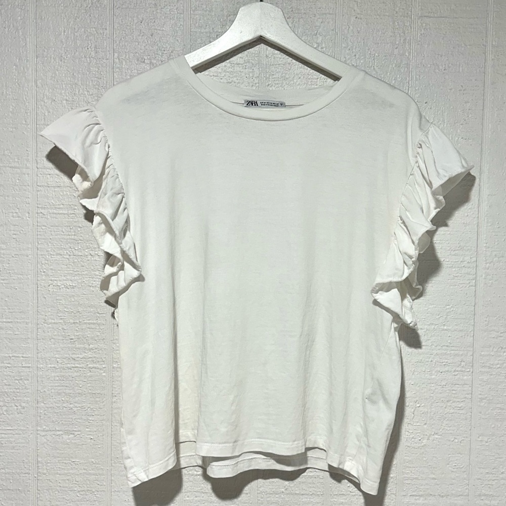 Zara ruffle white top size M